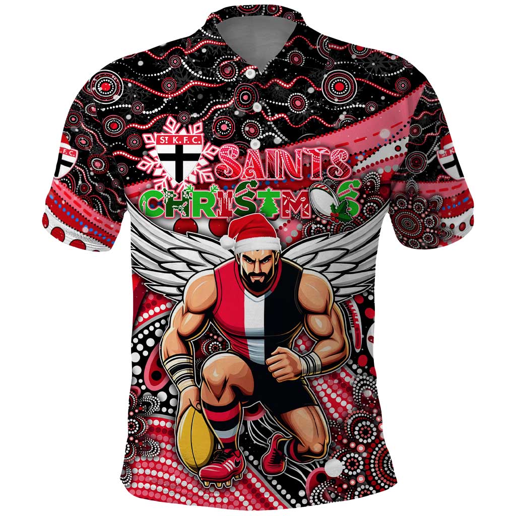 Merry Christmas AFL Saints Polo Shirt Aboriginal Santa Football Mascot - Vibe Hoodie Shop