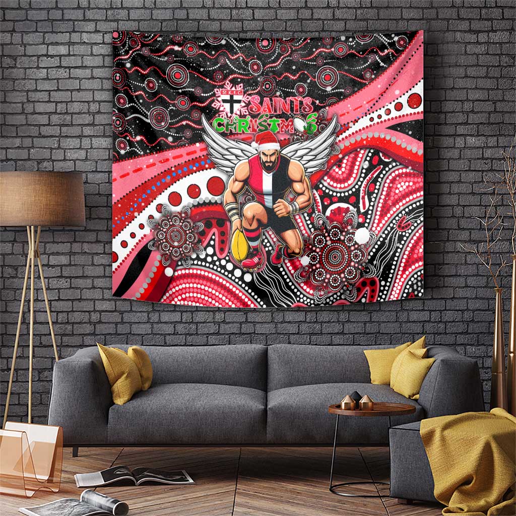 Merry Christmas AFL Saints Tapestry Aboriginal Santa Football Mascot - Vibe Hoodie Shop