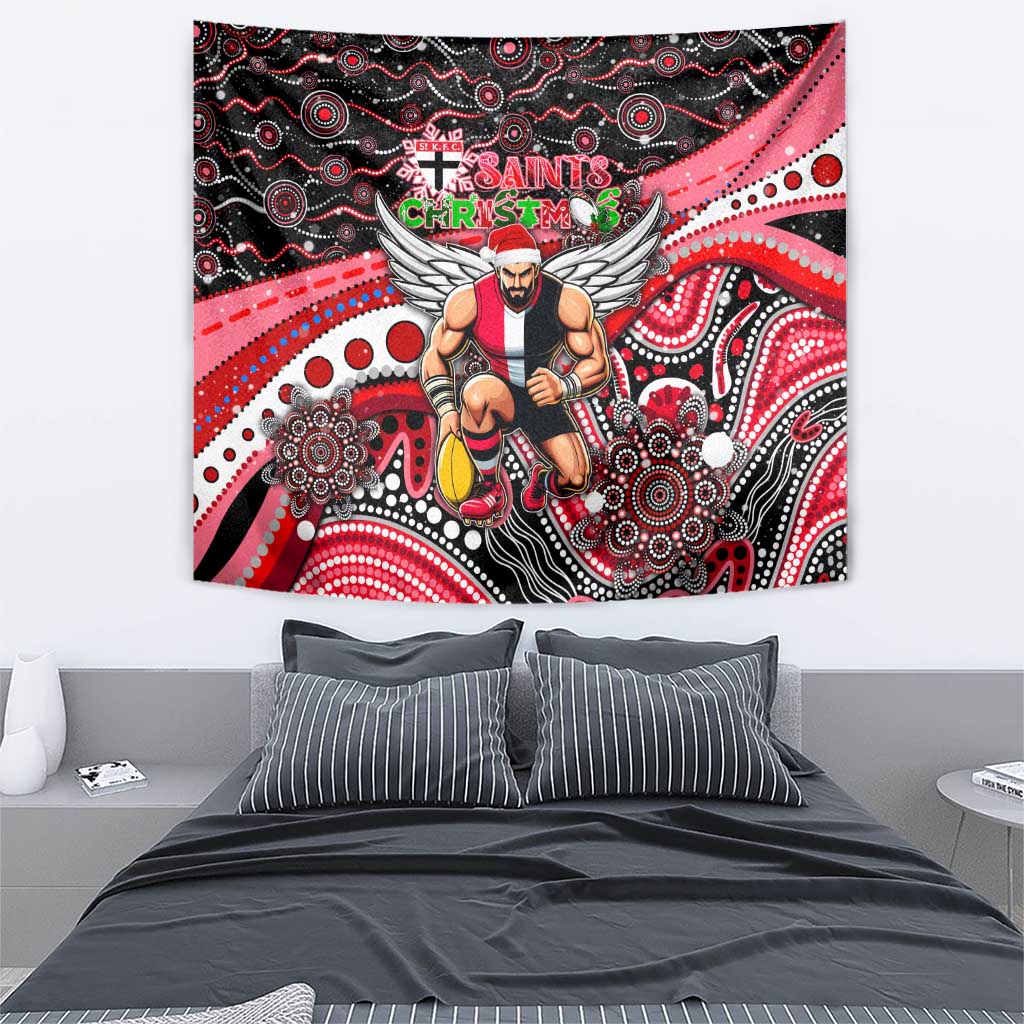 Merry Christmas AFL Saints Tapestry Aboriginal Santa Football Mascot - Vibe Hoodie Shop