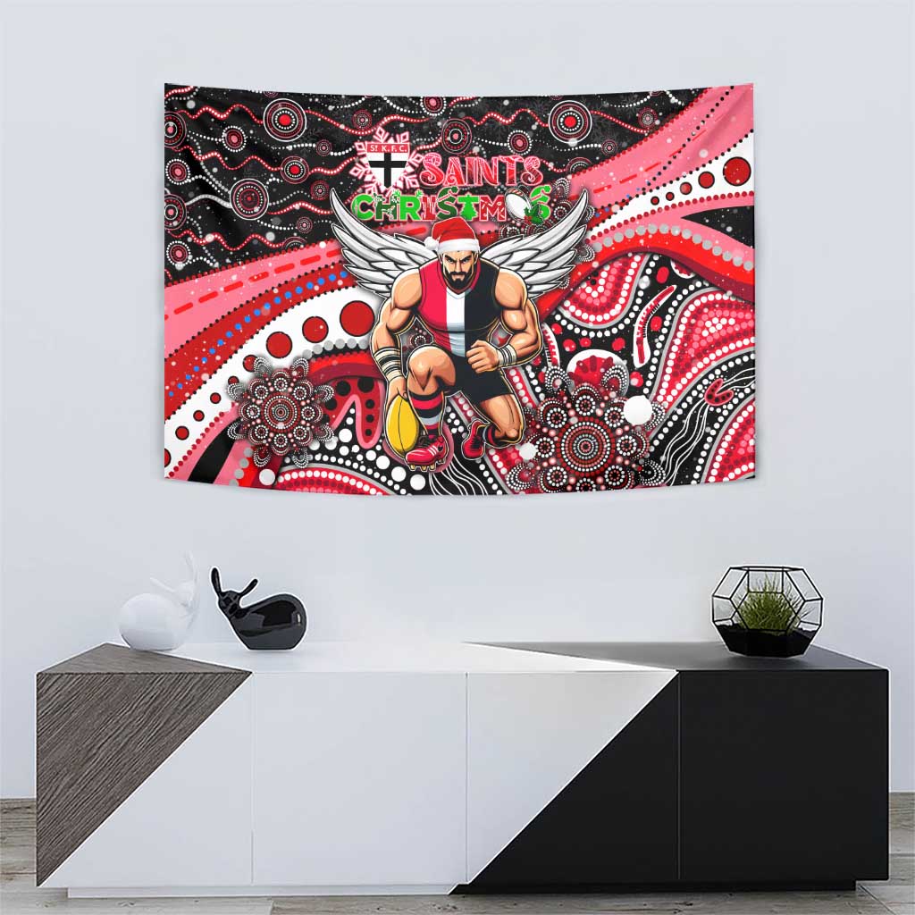 Merry Christmas AFL Saints Tapestry Aboriginal Santa Football Mascot - Vibe Hoodie Shop