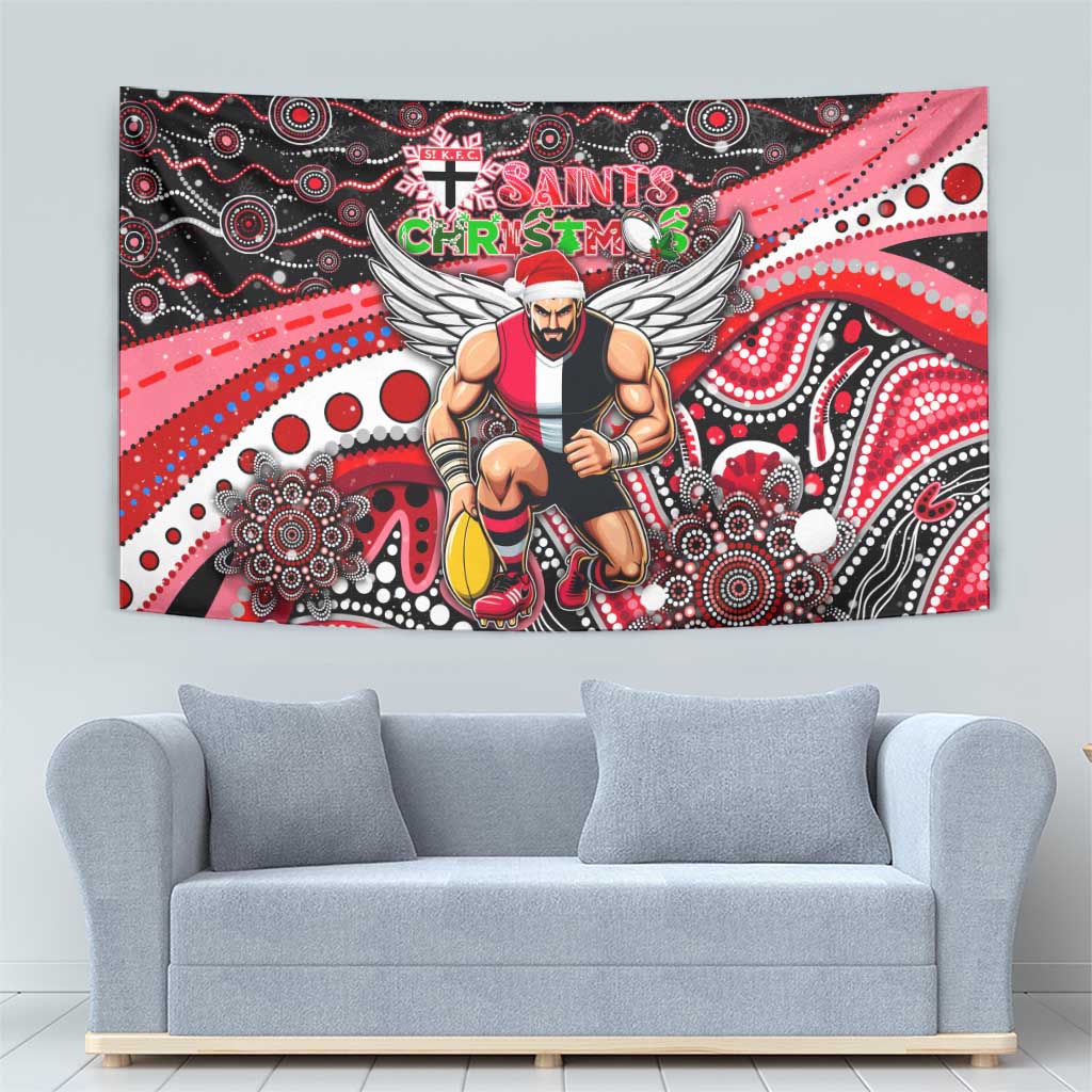 Merry Christmas AFL Saints Tapestry Aboriginal Santa Football Mascot - Vibe Hoodie Shop