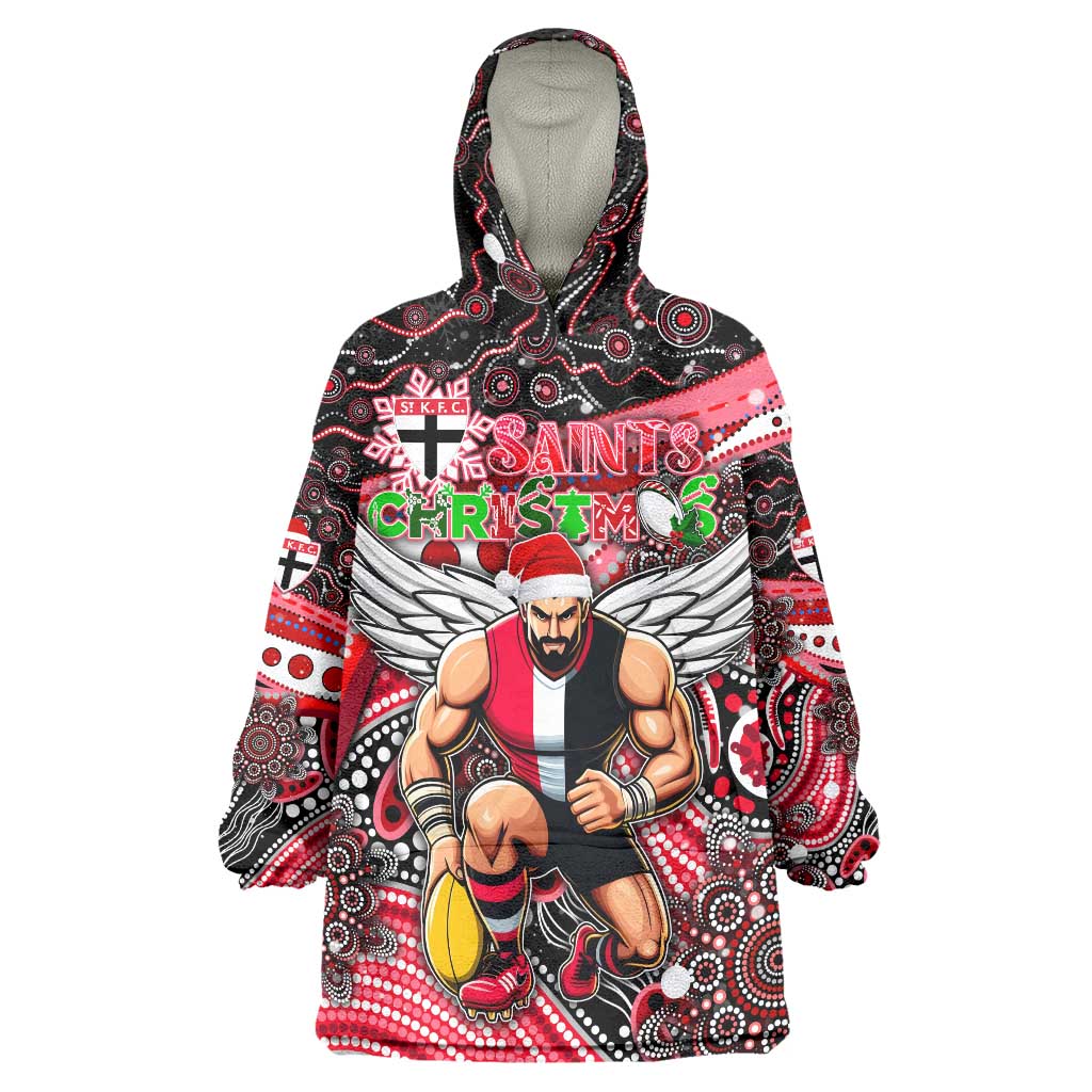 Merry Christmas AFL Saints Wearable Blanket Hoodie Aboriginal Santa Football Mascot - Vibe Hoodie Shop