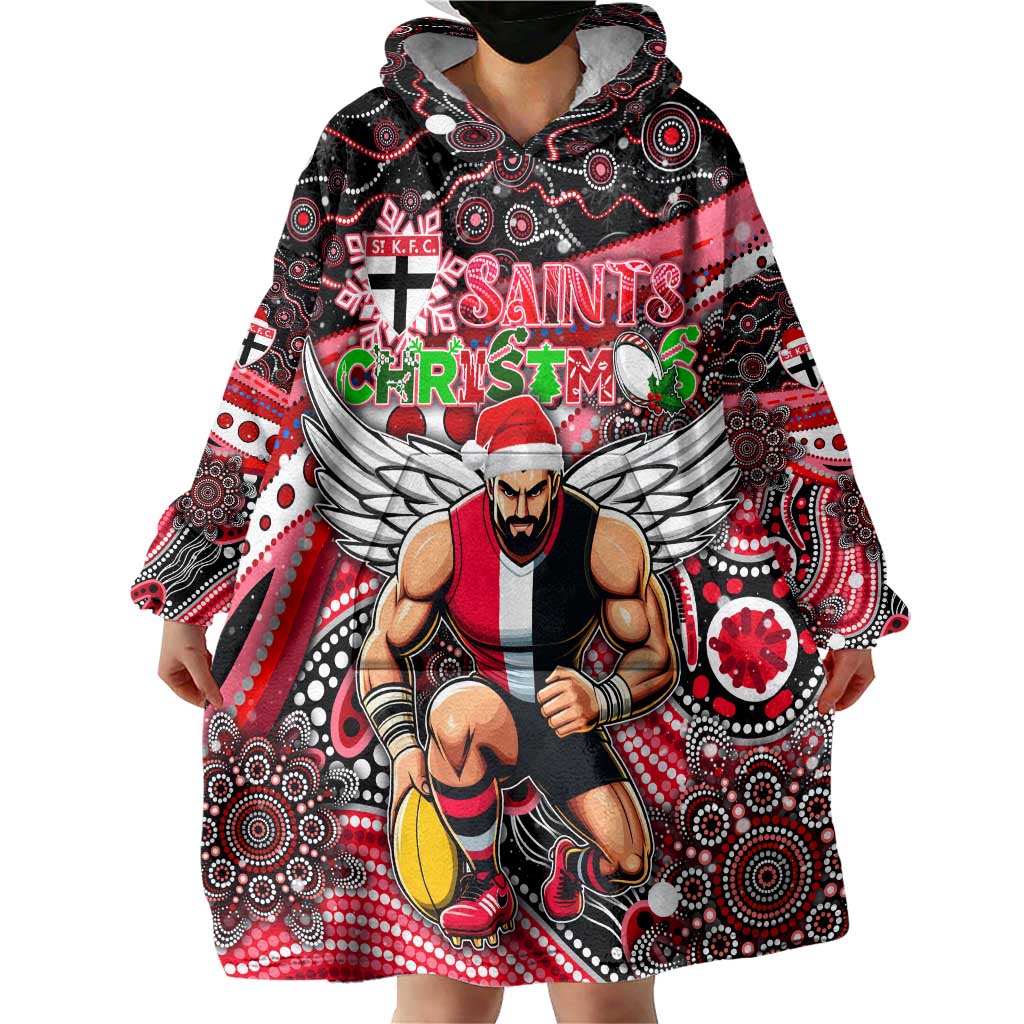 Merry Christmas AFL Saints Wearable Blanket Hoodie Aboriginal Santa Football Mascot - Vibe Hoodie Shop