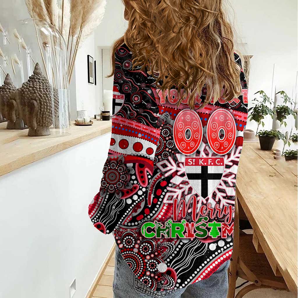 Merry Christmas AFL Saints Women Casual Shirt Aboriginal Santa Football Mascot - Vibe Hoodie Shop