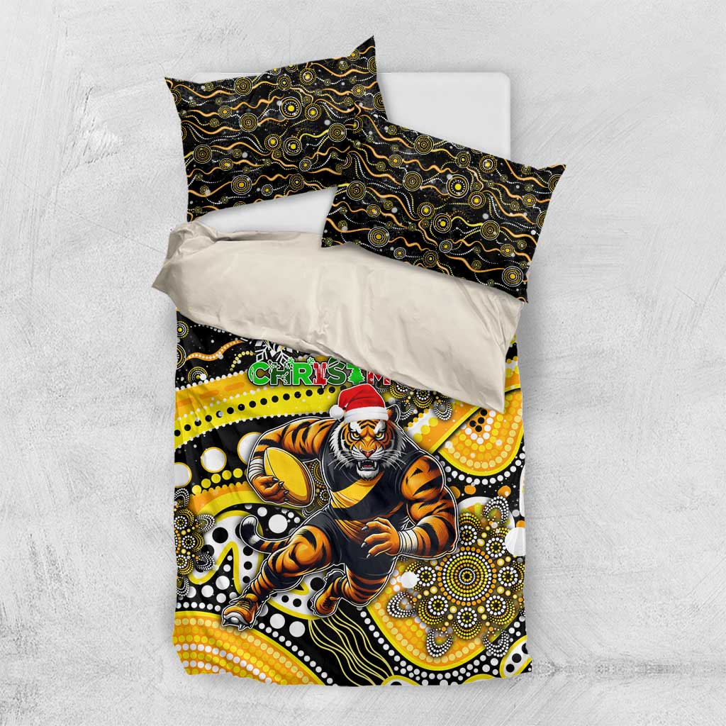 Merry Christmas AFL Richmond Tigers Bedding Set Aboriginal Santa Football Mascot - Vibe Hoodie Shop