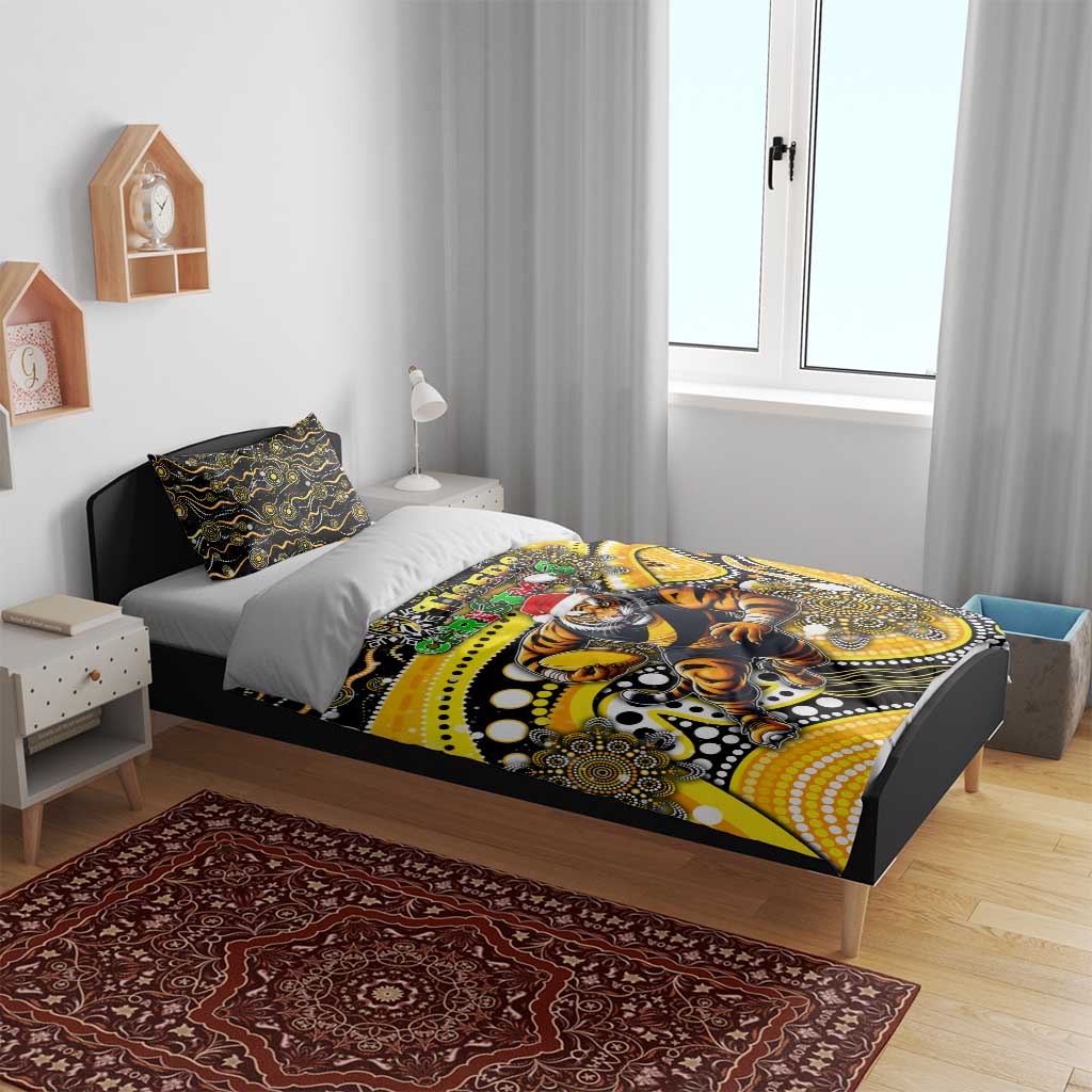 Merry Christmas AFL Richmond Tigers Bedding Set Aboriginal Santa Football Mascot - Vibe Hoodie Shop