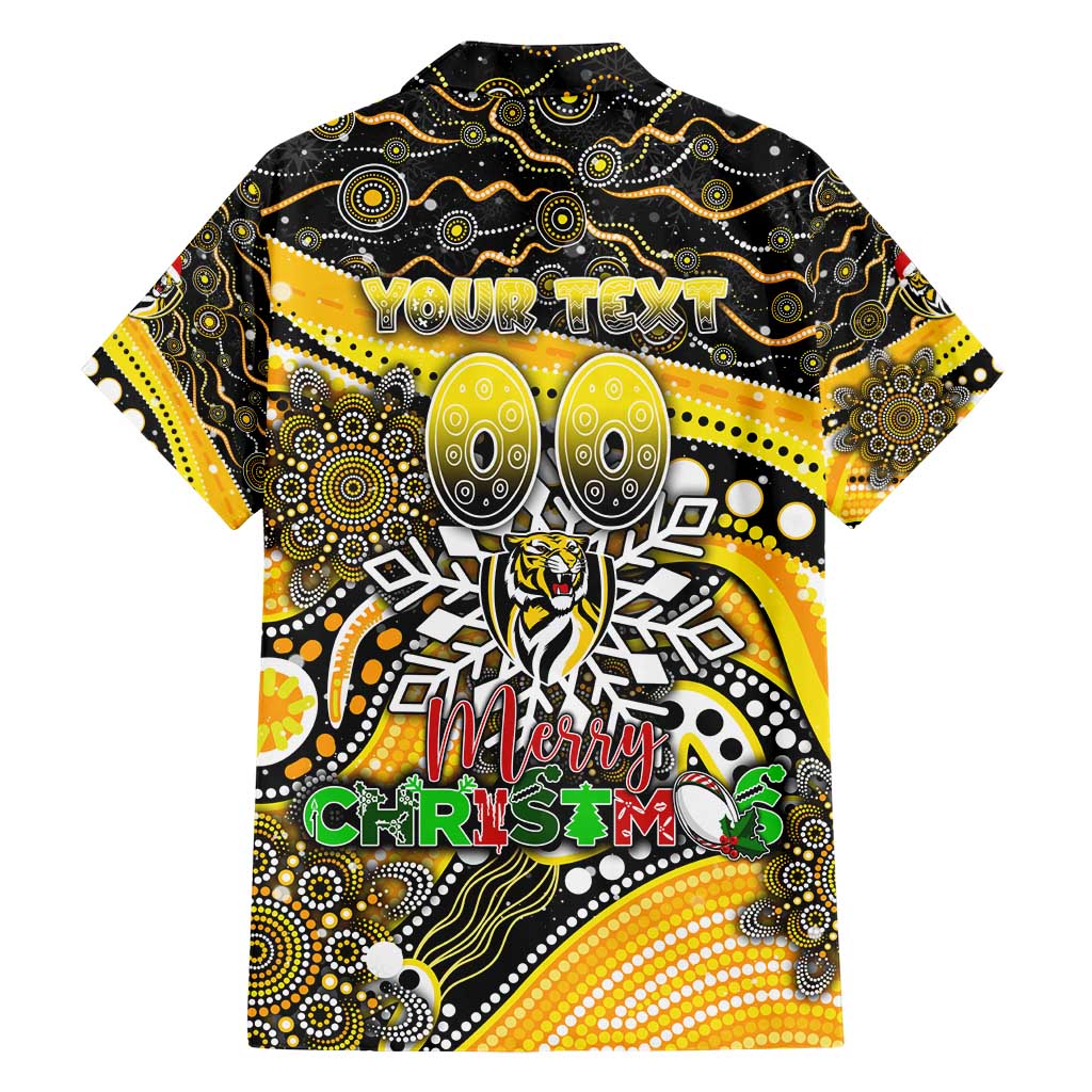 Merry Christmas AFL Richmond Tigers Hawaiian Shirt Aboriginal Santa Football Mascot - Vibe Hoodie Shop