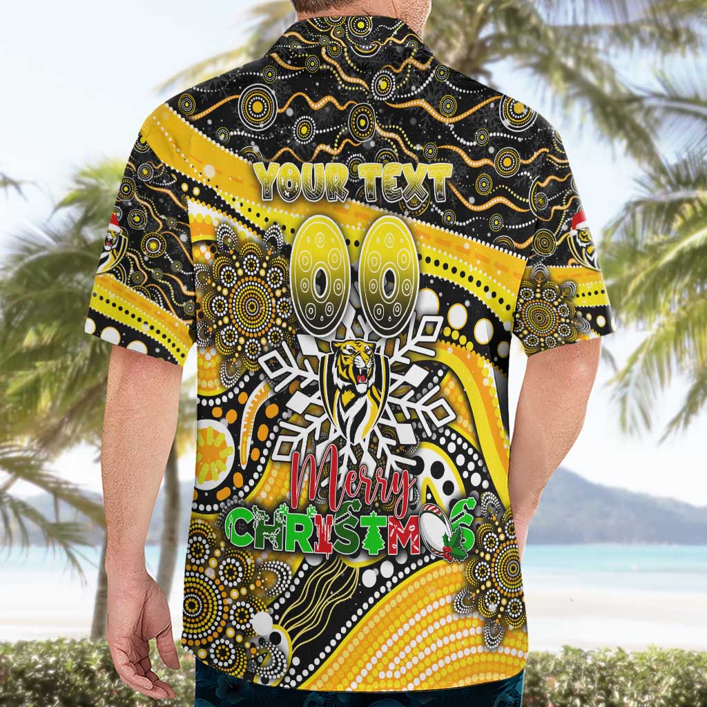 Merry Christmas AFL Richmond Tigers Hawaiian Shirt Aboriginal Santa Football Mascot - Vibe Hoodie Shop