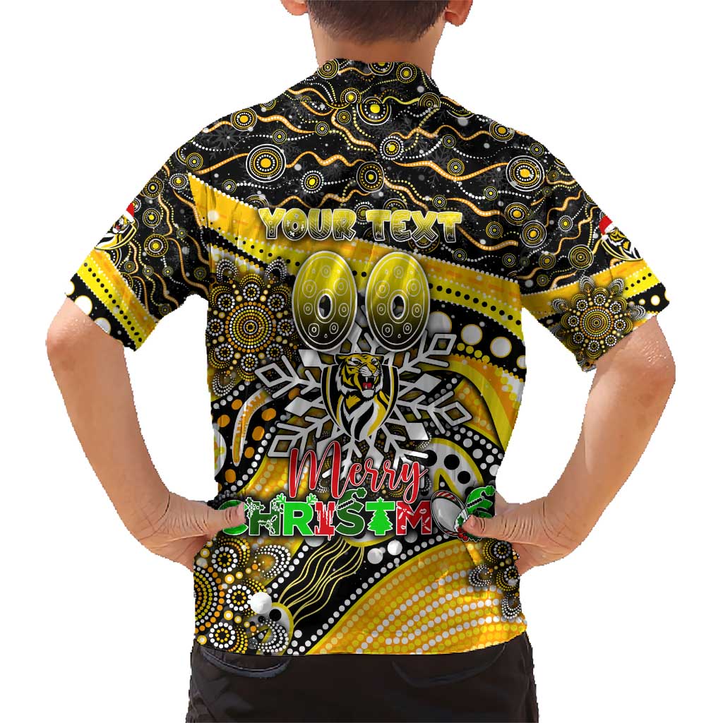 Merry Christmas AFL Richmond Tigers Hawaiian Shirt Aboriginal Santa Football Mascot - Vibe Hoodie Shop