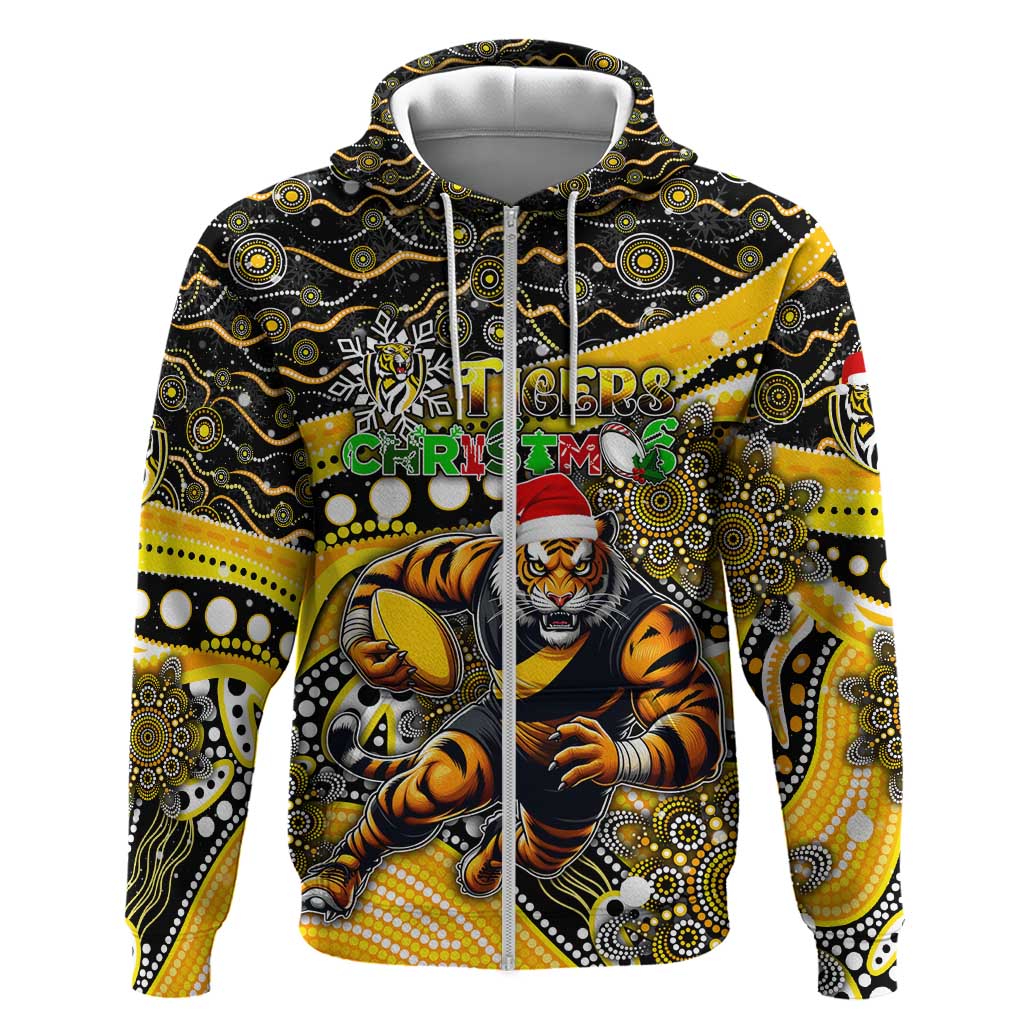 Merry Christmas AFL Richmond Tigers Hoodie Aboriginal Santa Football Mascot - Vibe Hoodie Shop