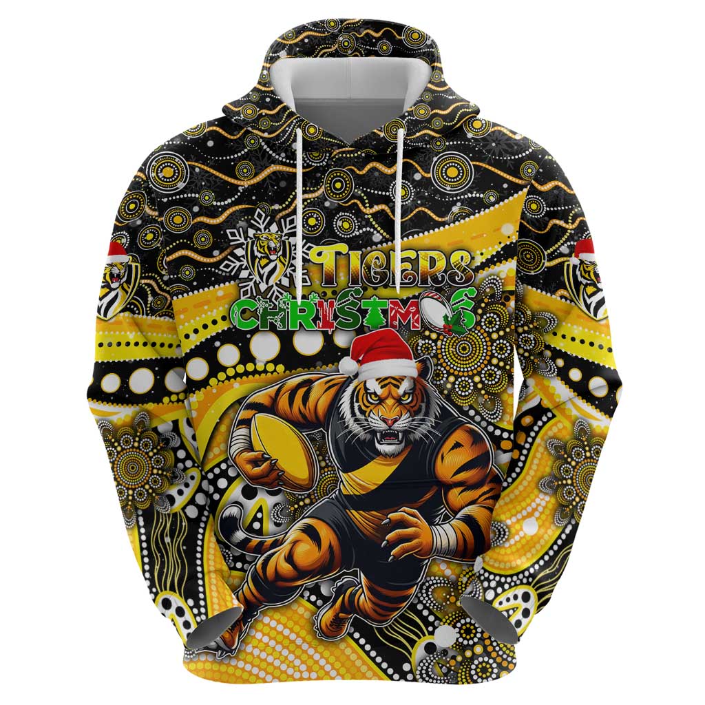 Merry Christmas AFL Richmond Tigers Hoodie Aboriginal Santa Football Mascot - Vibe Hoodie Shop