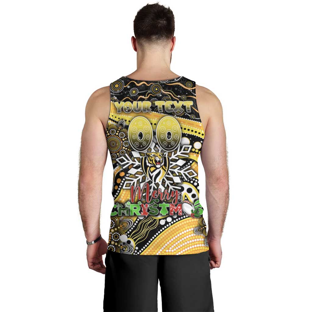 Merry Christmas AFL Richmond Tigers Men Tank Top Aboriginal Santa Football Mascot - Vibe Hoodie Shop