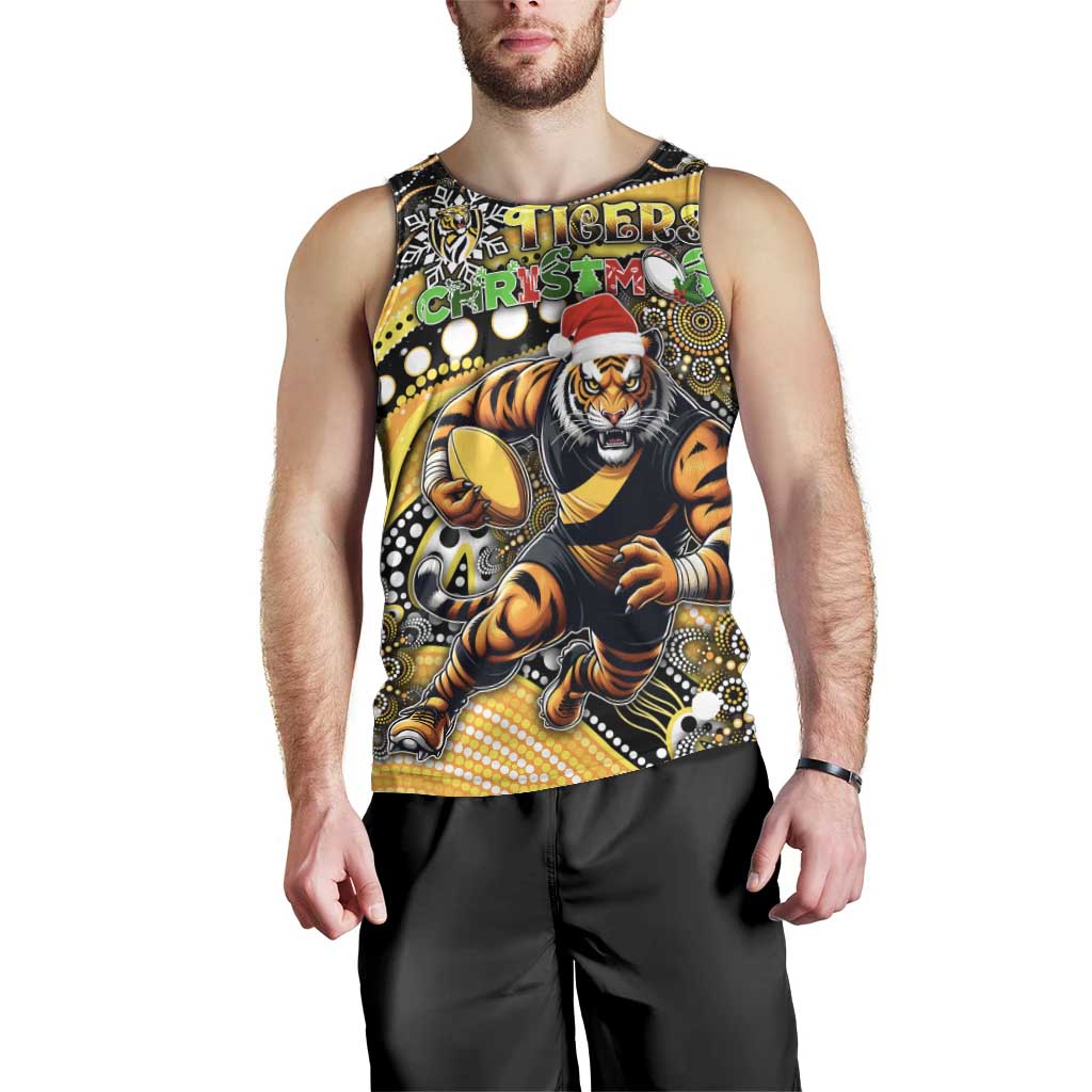 Merry Christmas AFL Richmond Tigers Men Tank Top Aboriginal Santa Football Mascot - Vibe Hoodie Shop