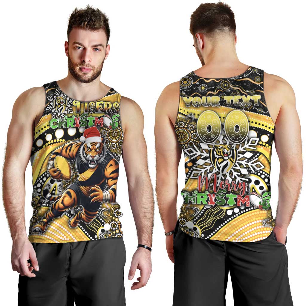 Merry Christmas AFL Richmond Tigers Men Tank Top Aboriginal Santa Football Mascot - Vibe Hoodie Shop