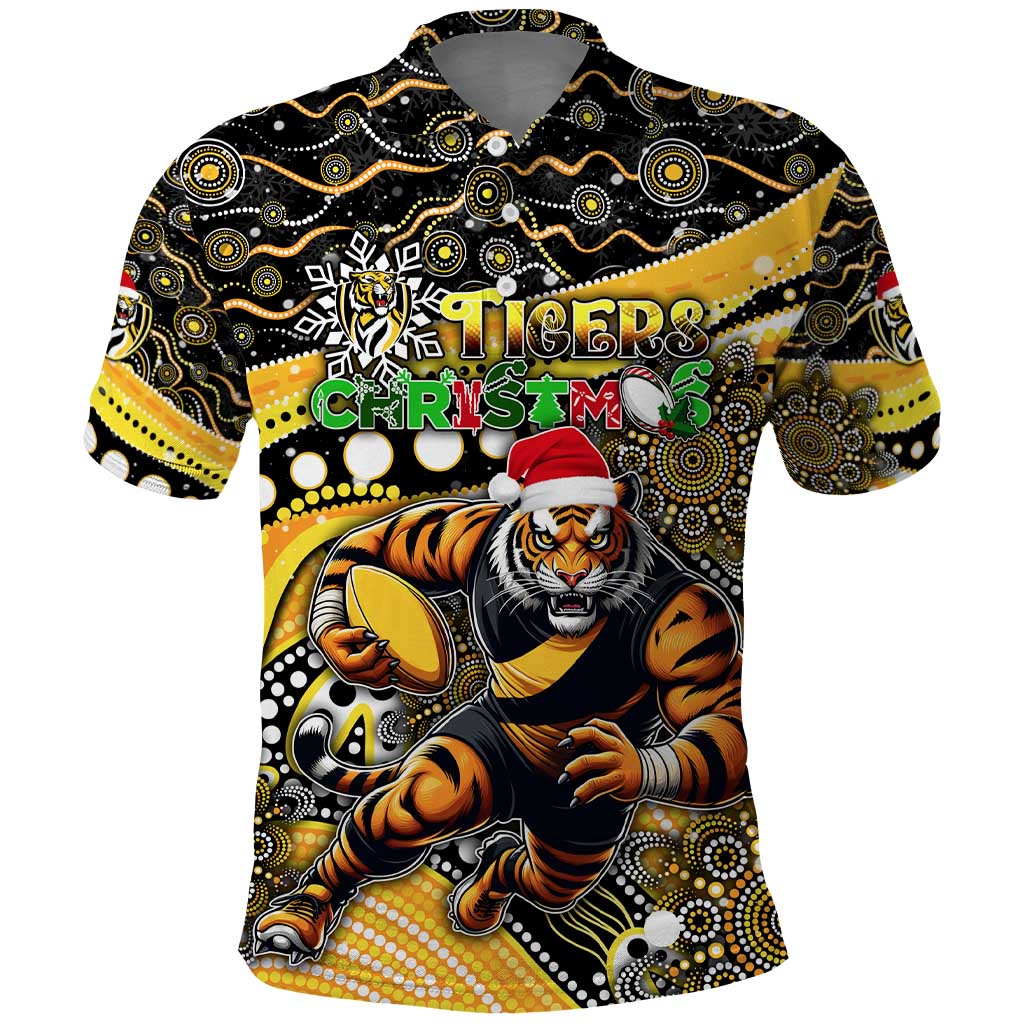 Merry Christmas AFL Richmond Tigers Polo Shirt Aboriginal Santa Football Mascot - Vibe Hoodie Shop