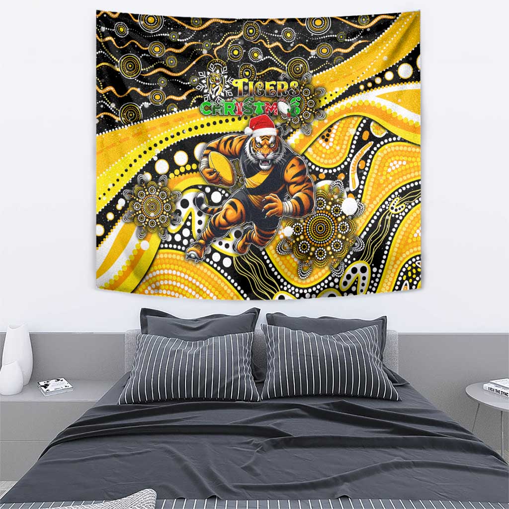 Merry Christmas AFL Richmond Tigers Tapestry Aboriginal Santa Football Mascot - Vibe Hoodie Shop