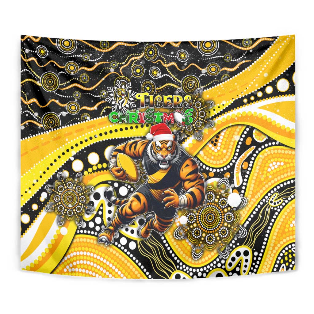 Merry Christmas AFL Richmond Tigers Tapestry Aboriginal Santa Football Mascot - Vibe Hoodie Shop