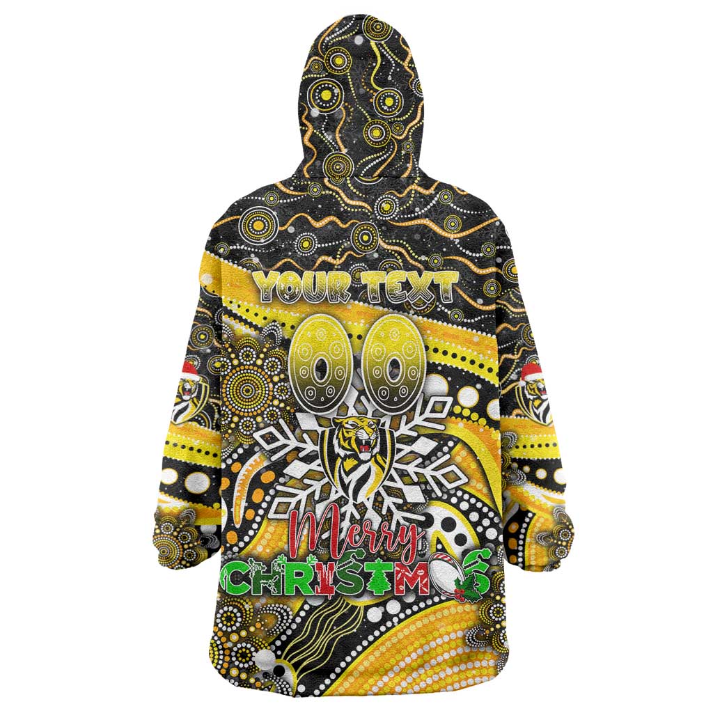 Merry Christmas AFL Richmond Tigers Wearable Blanket Hoodie Aboriginal Santa Football Mascot - Vibe Hoodie Shop