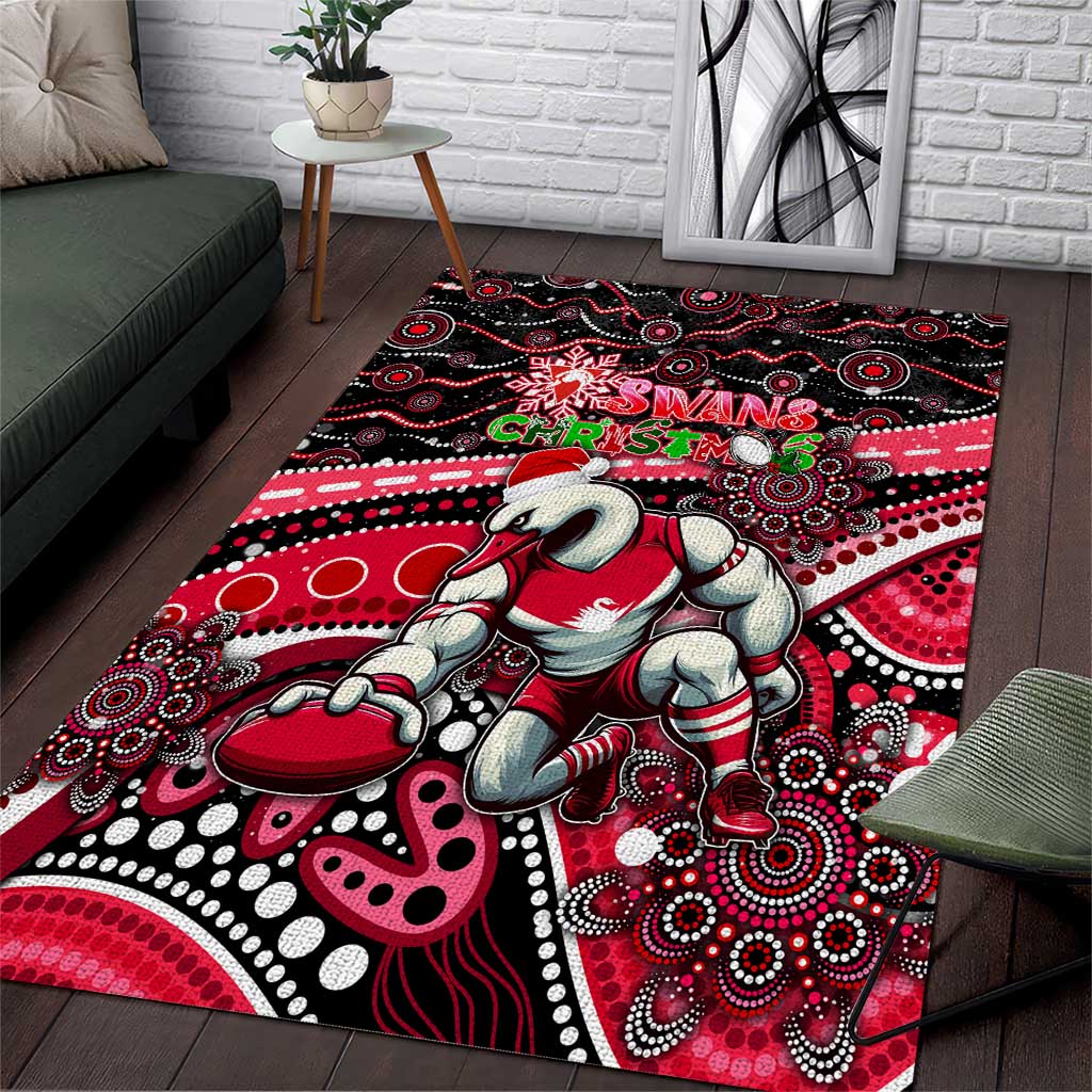 Merry Christmas AFL Swans Area Rug Aboriginal Santa Football Mascot - Vibe Hoodie Shop