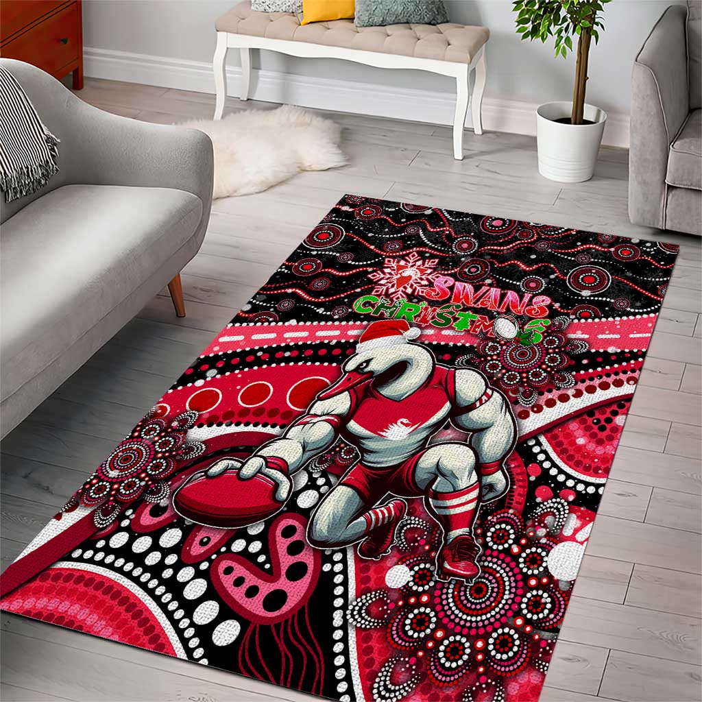 Merry Christmas AFL Swans Area Rug Aboriginal Santa Football Mascot - Vibe Hoodie Shop