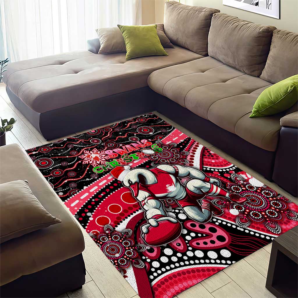 Merry Christmas AFL Swans Area Rug Aboriginal Santa Football Mascot - Vibe Hoodie Shop