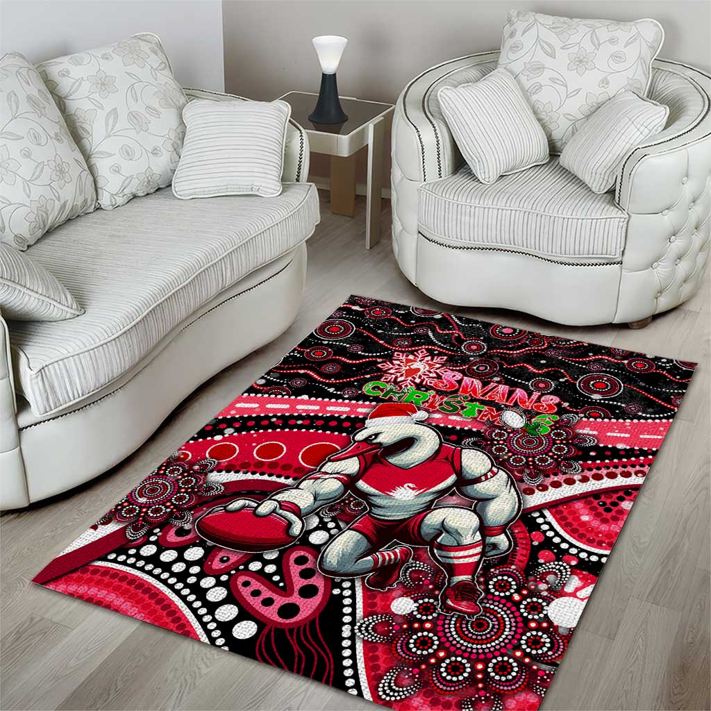 Merry Christmas AFL Swans Area Rug Aboriginal Santa Football Mascot - Vibe Hoodie Shop