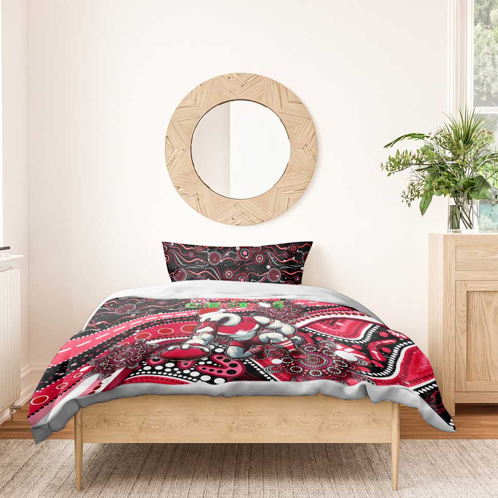 Merry Christmas AFL Swans Bedding Set Aboriginal Santa Football Mascot - Vibe Hoodie Shop