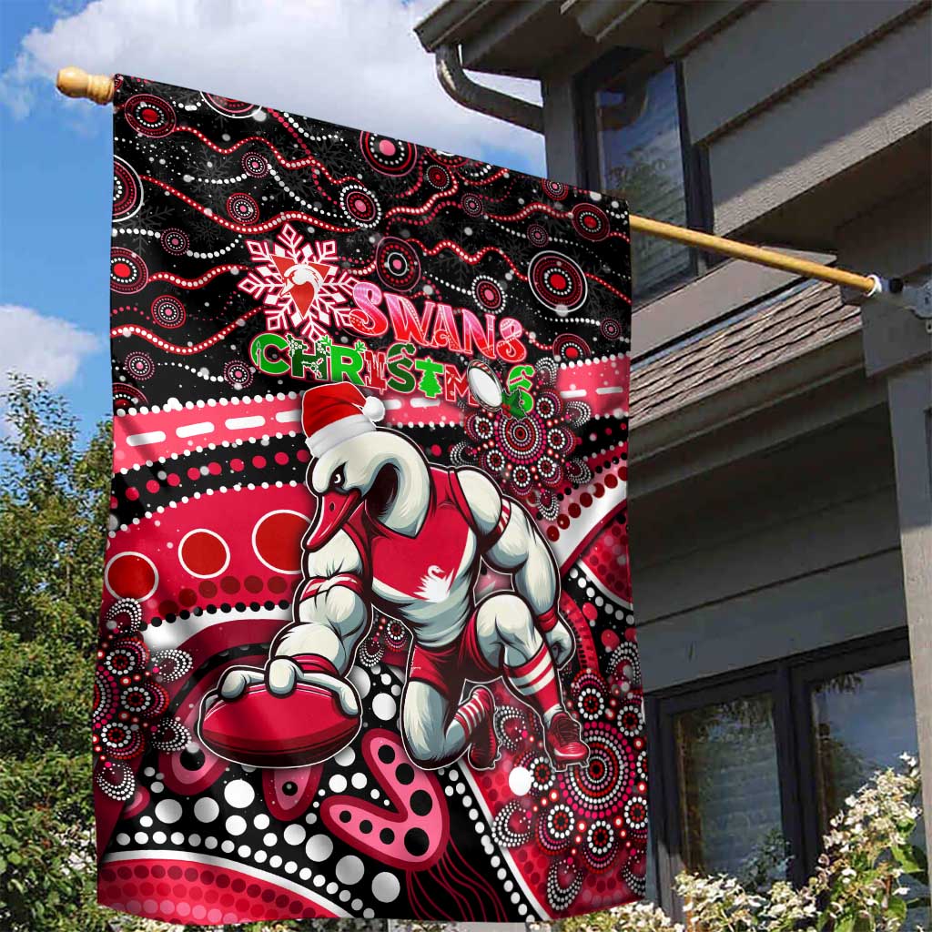 Merry Christmas AFL Swans Garden Flag Aboriginal Santa Football Mascot - Vibe Hoodie Shop