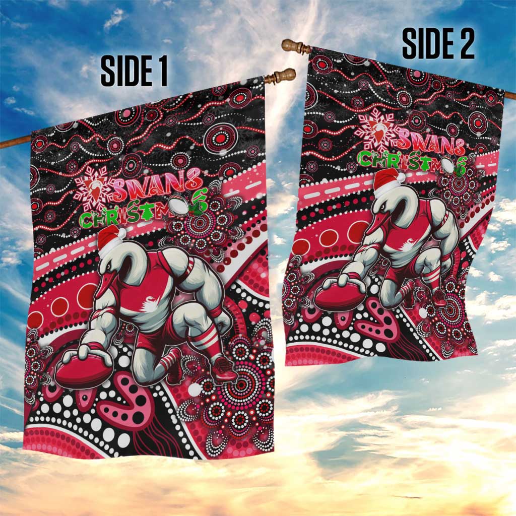 Merry Christmas AFL Swans Garden Flag Aboriginal Santa Football Mascot - Vibe Hoodie Shop