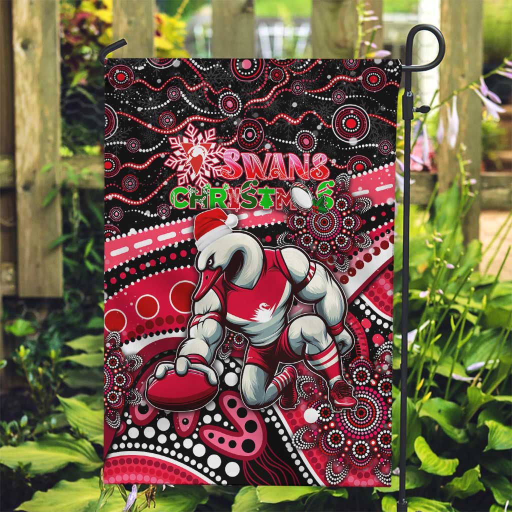 Merry Christmas AFL Swans Garden Flag Aboriginal Santa Football Mascot - Vibe Hoodie Shop
