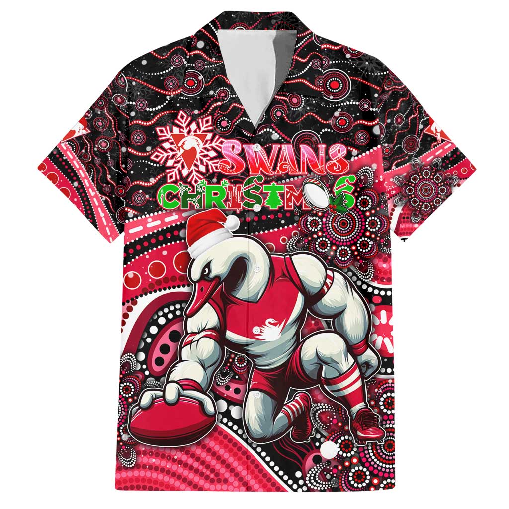 Merry Christmas AFL Swans Hawaiian Shirt Aboriginal Santa Football Mascot - Vibe Hoodie Shop