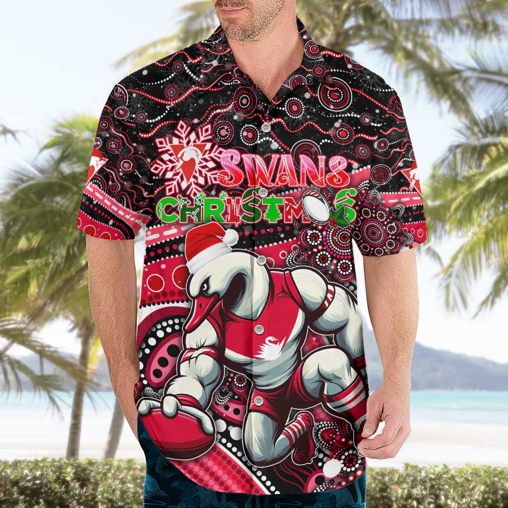 Merry Christmas AFL Swans Hawaiian Shirt Aboriginal Santa Football Mascot - Vibe Hoodie Shop