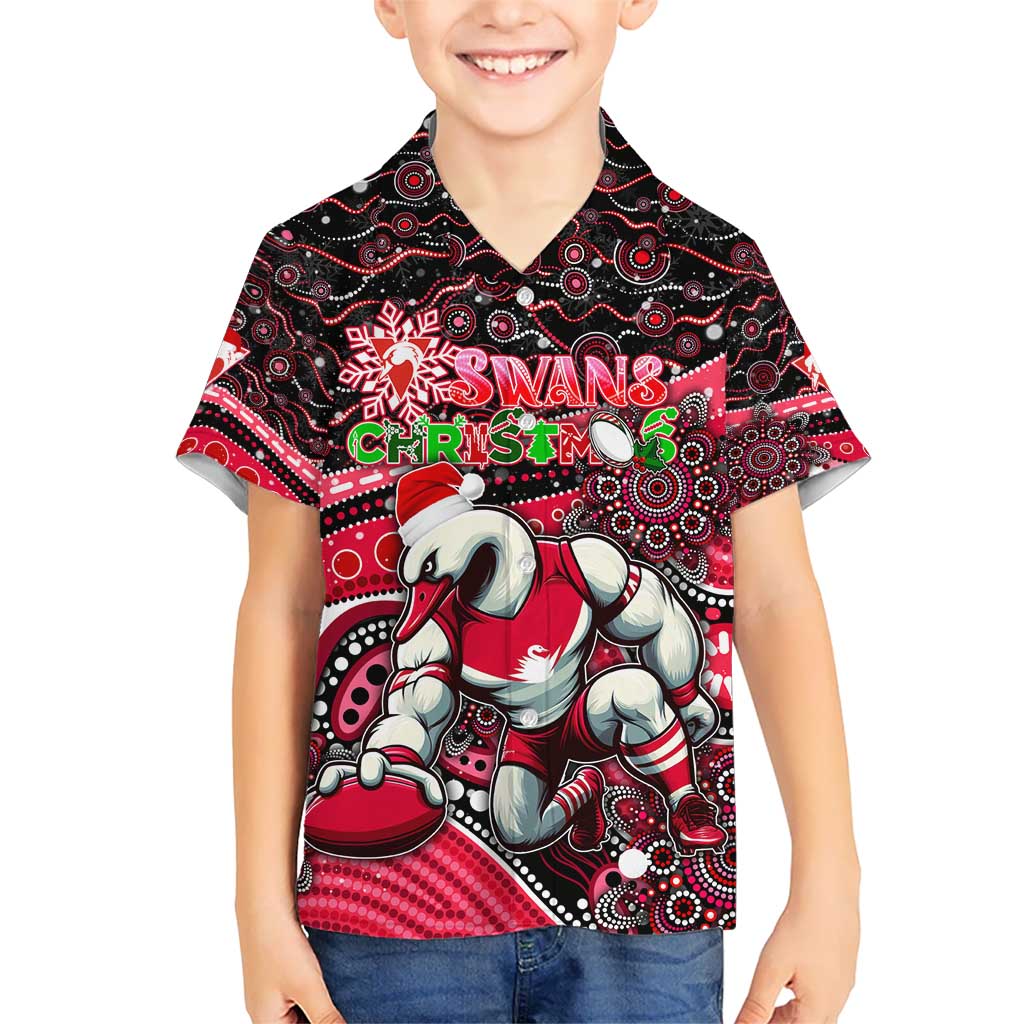 Merry Christmas AFL Swans Hawaiian Shirt Aboriginal Santa Football Mascot - Vibe Hoodie Shop