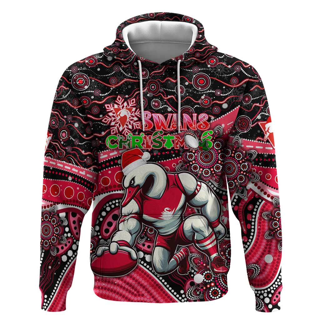 Merry Christmas AFL Swans Hoodie Aboriginal Santa Football Mascot - Vibe Hoodie Shop