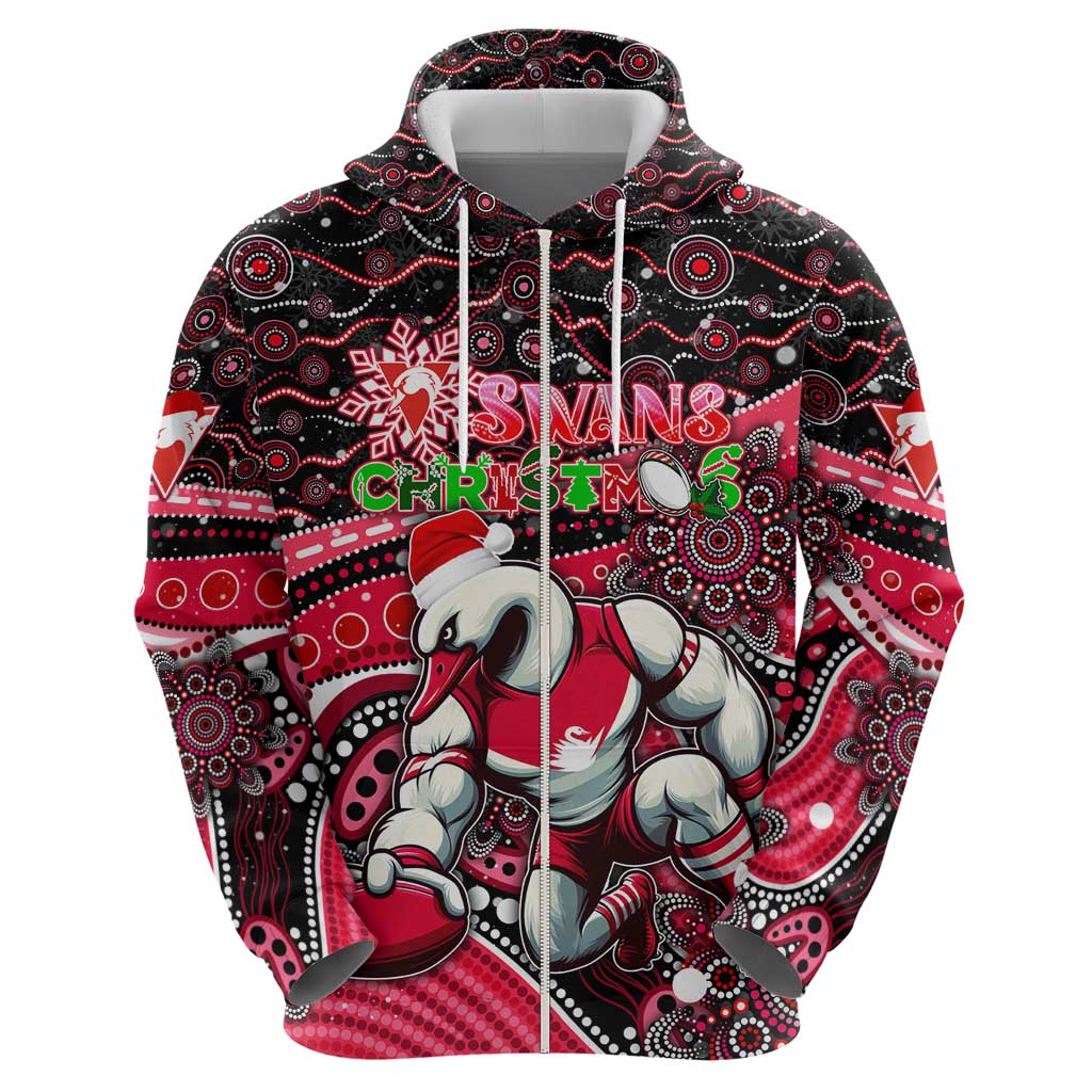 Merry Christmas AFL Swans Hoodie Aboriginal Santa Football Mascot - Vibe Hoodie Shop