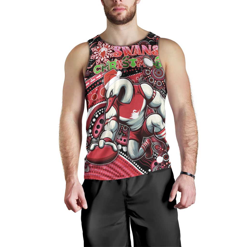 Merry Christmas AFL Swans Men Tank Top Aboriginal Santa Football Mascot - Vibe Hoodie Shop