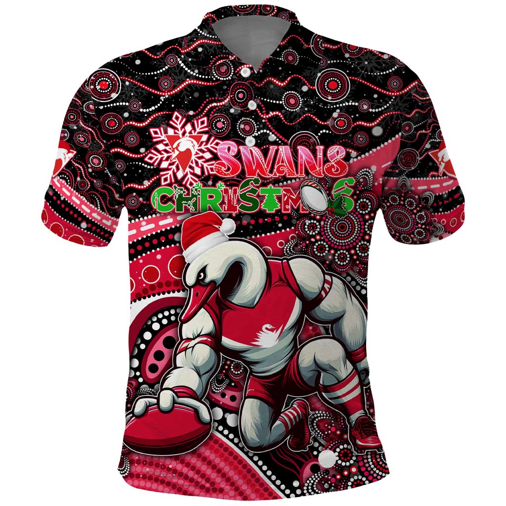 Merry Christmas AFL Swans Polo Shirt Aboriginal Santa Football Mascot - Vibe Hoodie Shop