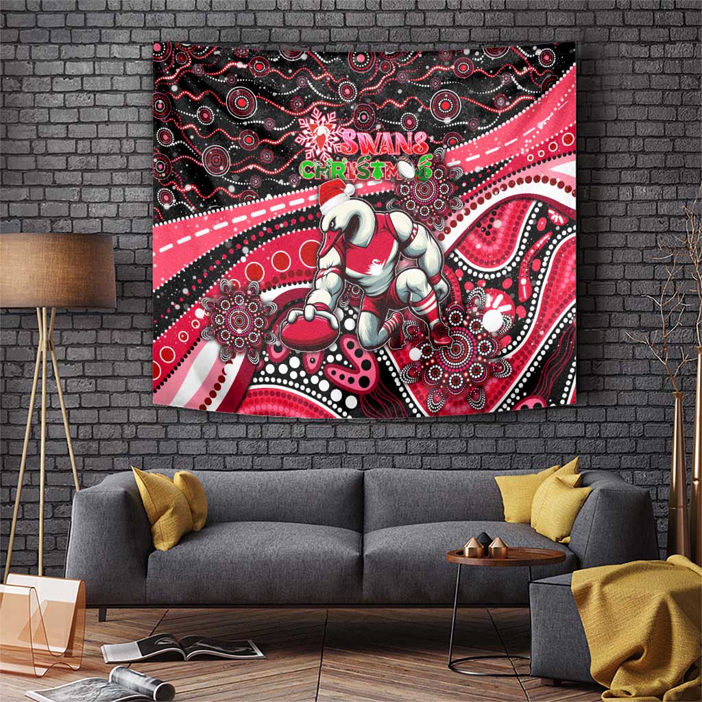 Merry Christmas AFL Swans Tapestry Aboriginal Santa Football Mascot - Vibe Hoodie Shop