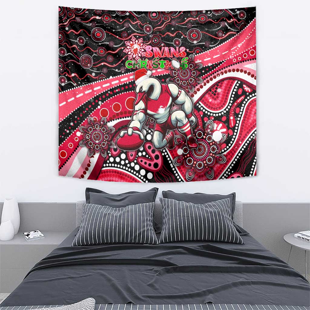 Merry Christmas AFL Swans Tapestry Aboriginal Santa Football Mascot - Vibe Hoodie Shop