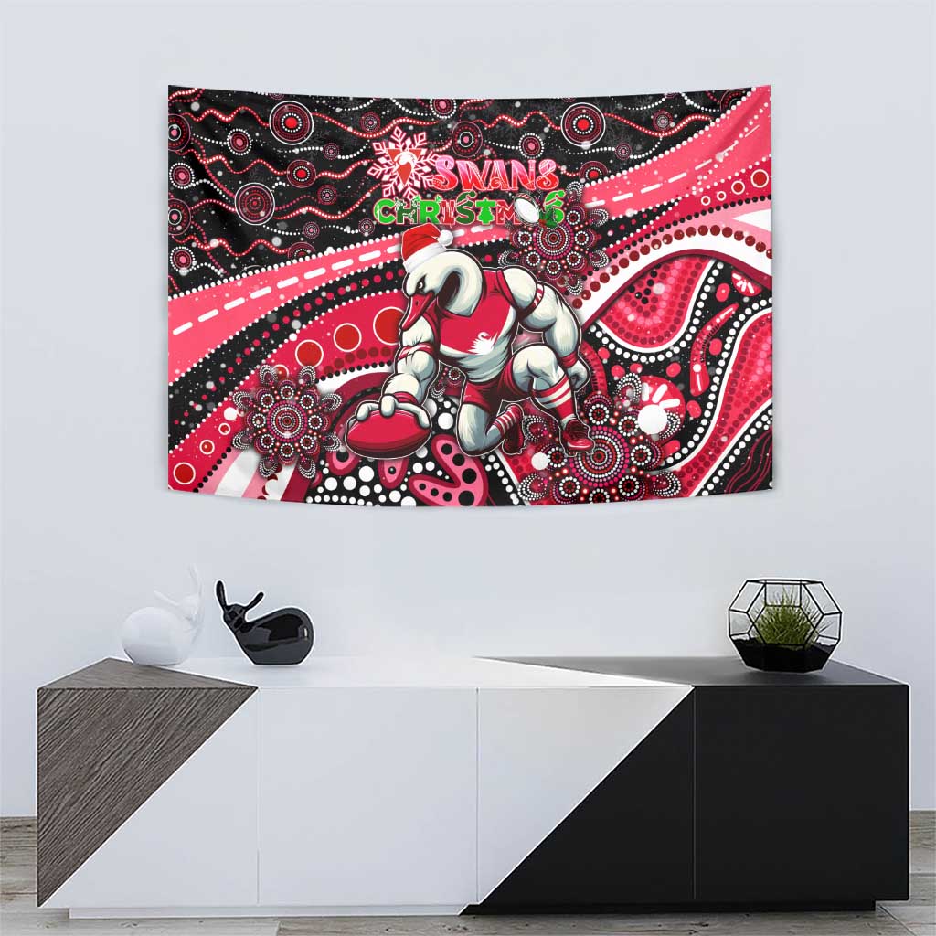 Merry Christmas AFL Swans Tapestry Aboriginal Santa Football Mascot - Vibe Hoodie Shop