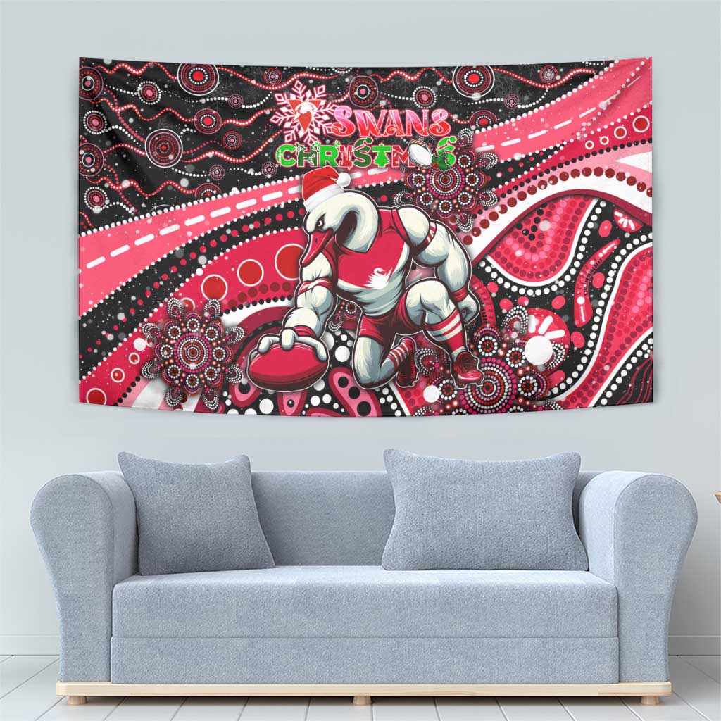 Merry Christmas AFL Swans Tapestry Aboriginal Santa Football Mascot - Vibe Hoodie Shop