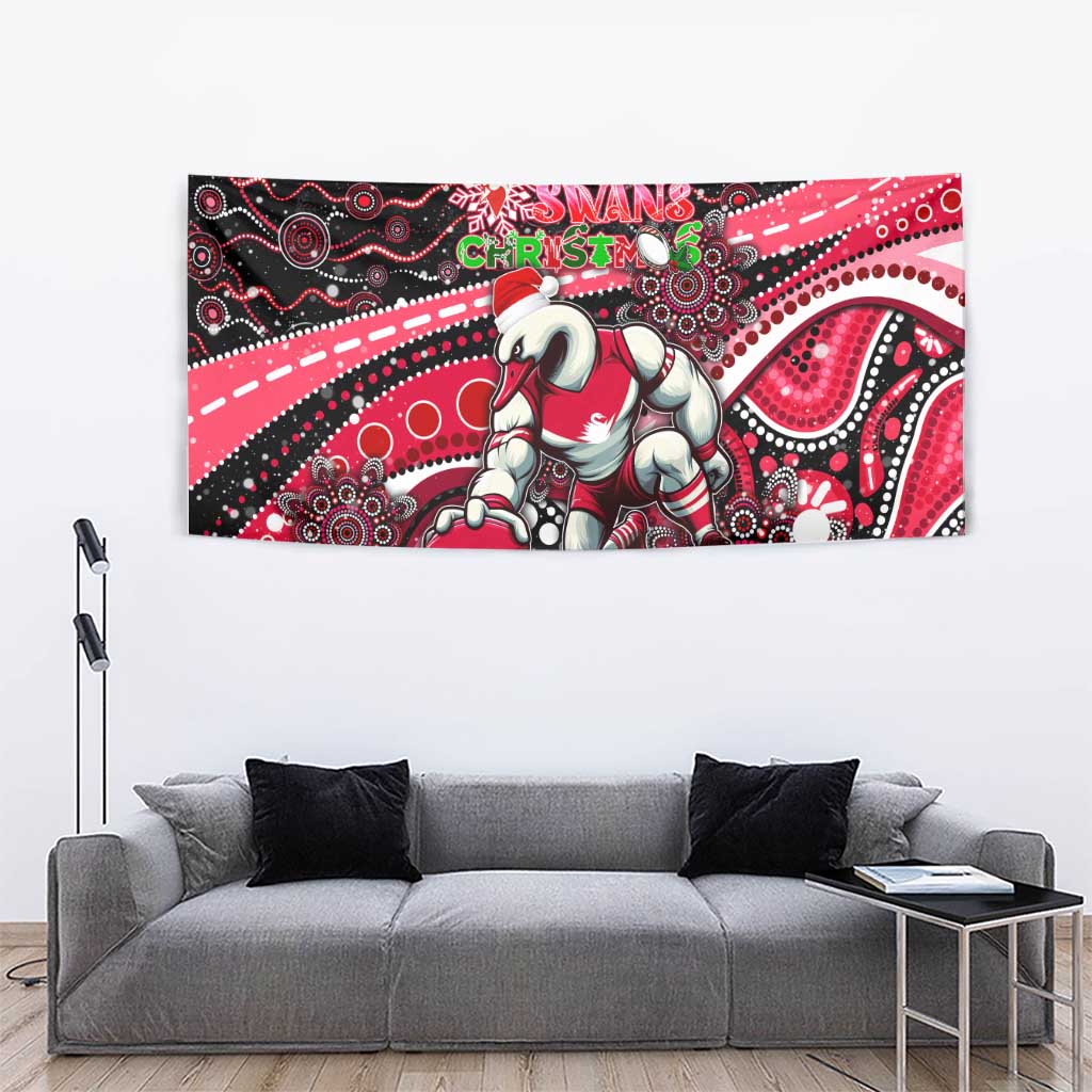 Merry Christmas AFL Swans Tapestry Aboriginal Santa Football Mascot - Vibe Hoodie Shop