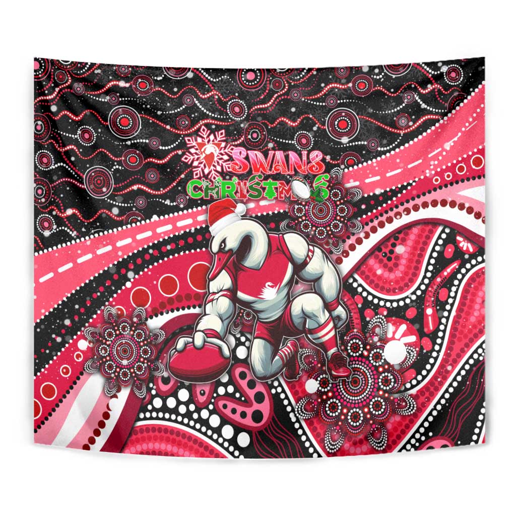 Merry Christmas AFL Swans Tapestry Aboriginal Santa Football Mascot - Vibe Hoodie Shop