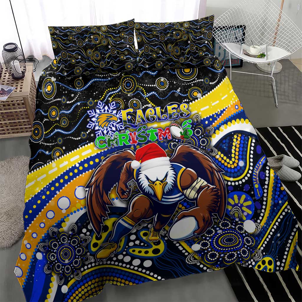 Merry Christmas AFL Eagles Bedding Set Aboriginal Santa Football Mascot - Vibe Hoodie Shop