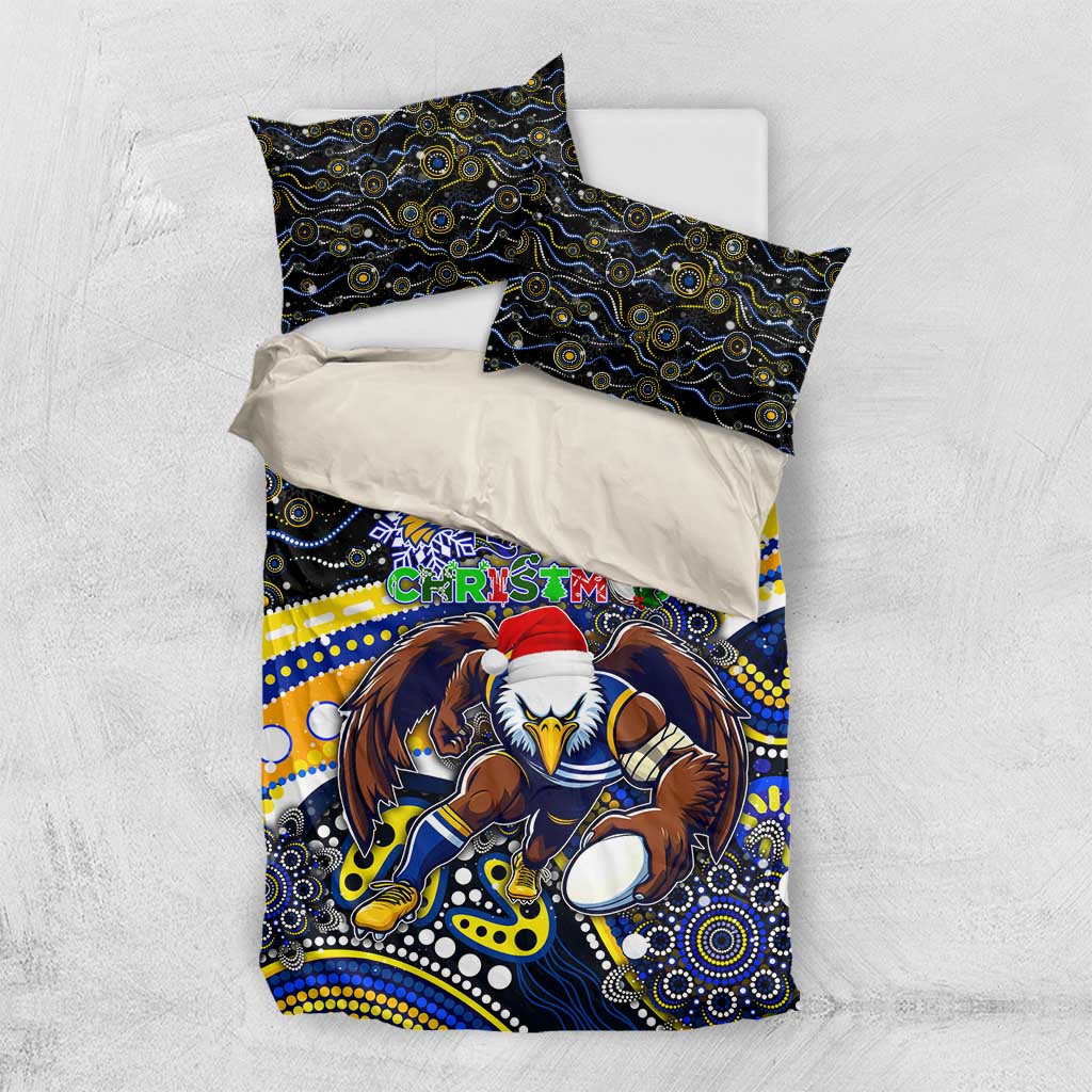 Merry Christmas AFL Eagles Bedding Set Aboriginal Santa Football Mascot - Vibe Hoodie Shop