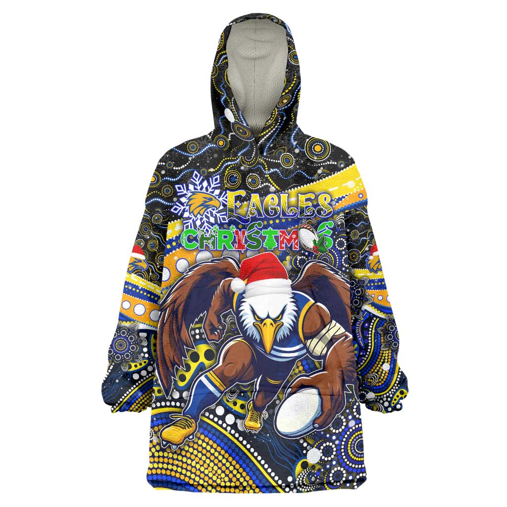 Merry Christmas AFL Eagles Wearable Blanket Hoodie Aboriginal Santa Football Mascot - Vibe Hoodie Shop