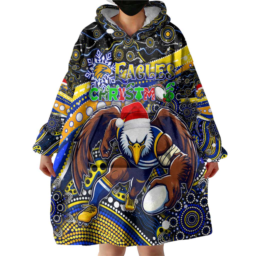 Merry Christmas AFL Eagles Wearable Blanket Hoodie Aboriginal Santa Football Mascot - Vibe Hoodie Shop