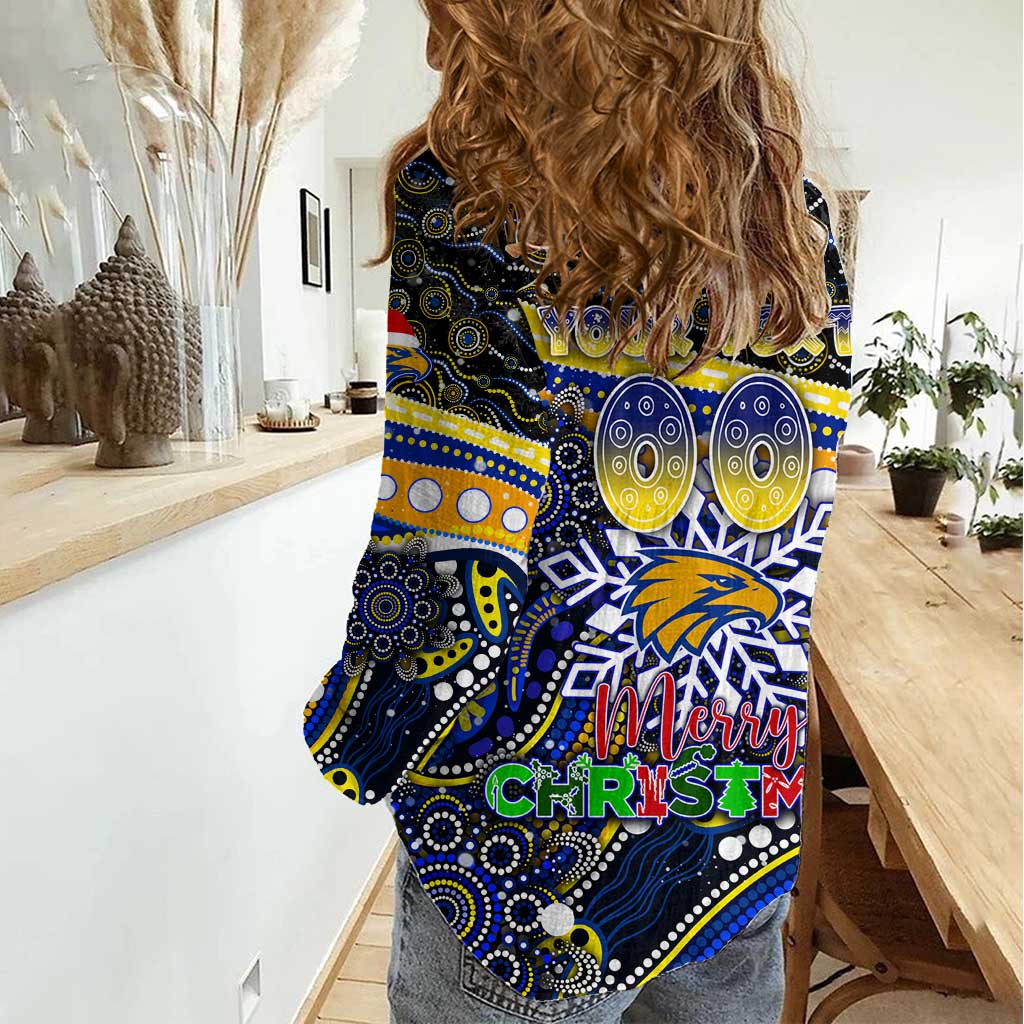 Merry Christmas AFL Eagles Women Casual Shirt Aboriginal Santa Football Mascot - Vibe Hoodie Shop