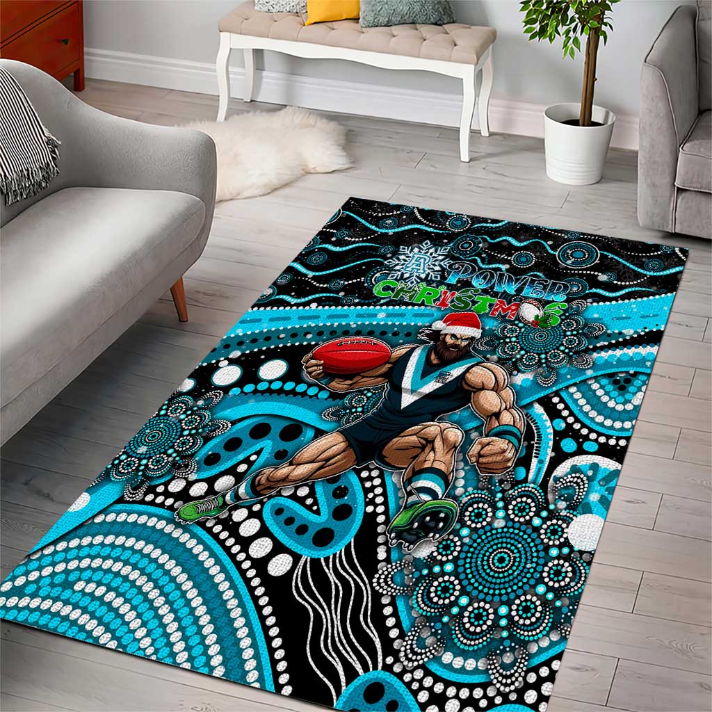 Merry Christmas AFL Power Area Rug Aboriginal Santa Football Mascot - Vibe Hoodie Shop