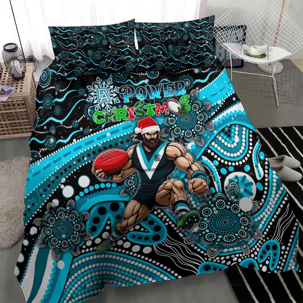 Merry Christmas AFL Power Bedding Set Aboriginal Santa Football Mascot - Vibe Hoodie Shop